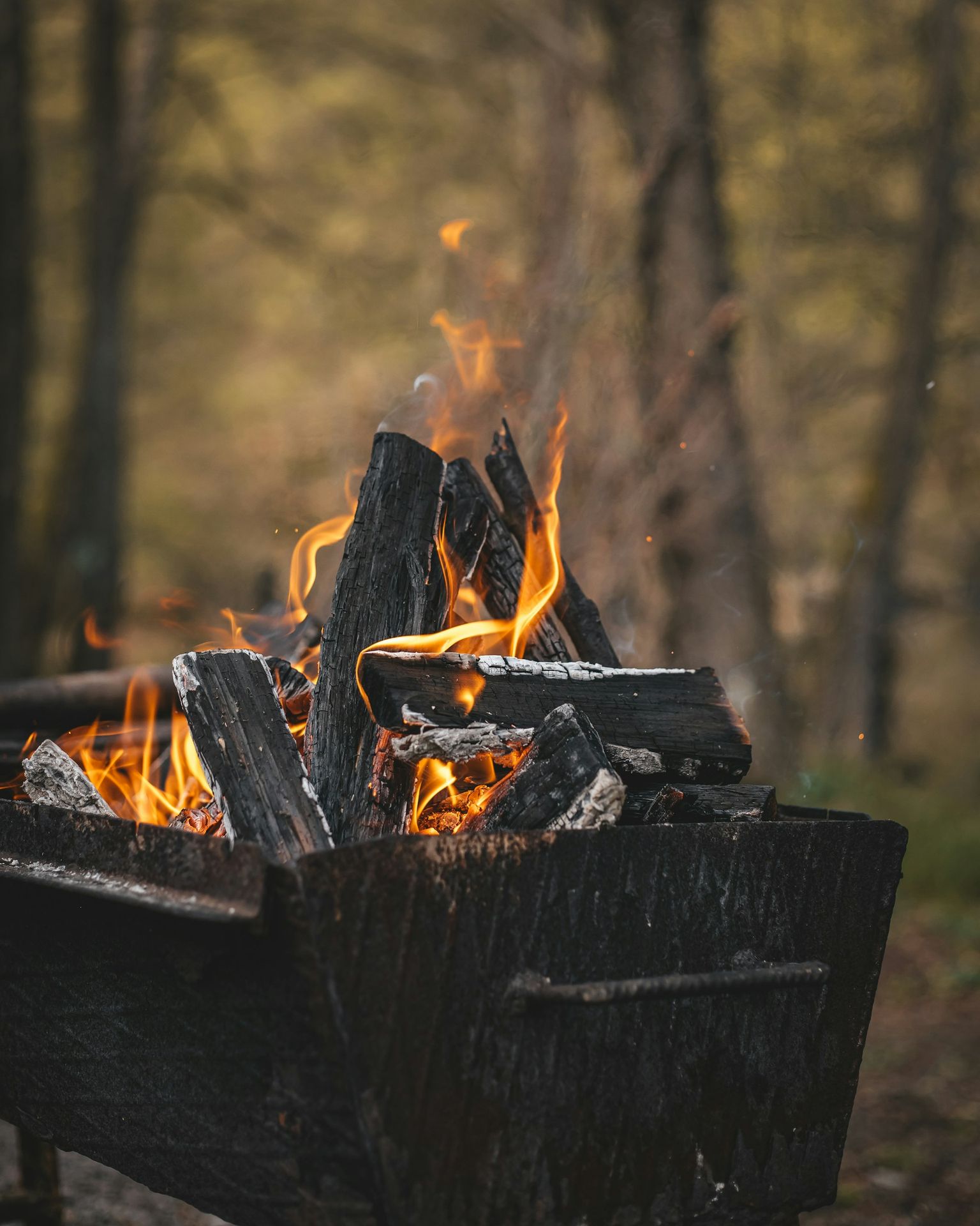 a fire pit with a fire in it