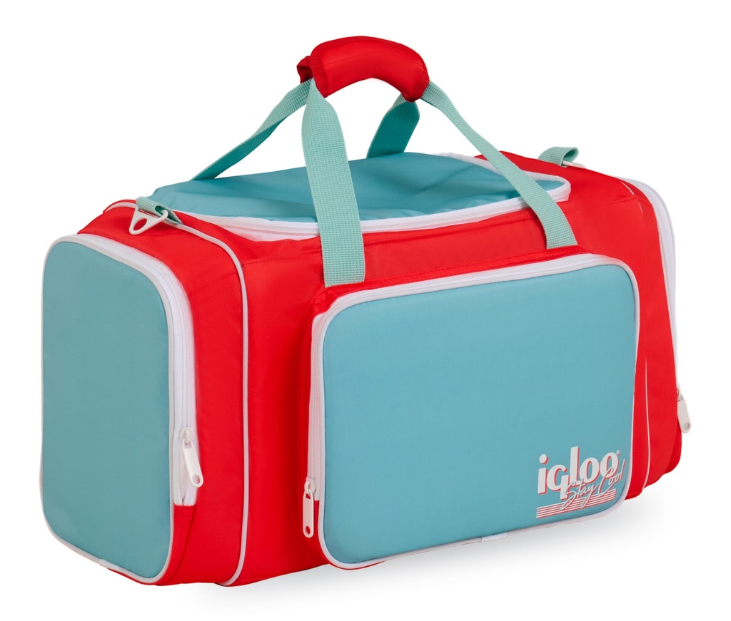 [00063091] IGLOO - Retro Duffel 24 - Coral Red , Lake Blue   Image 