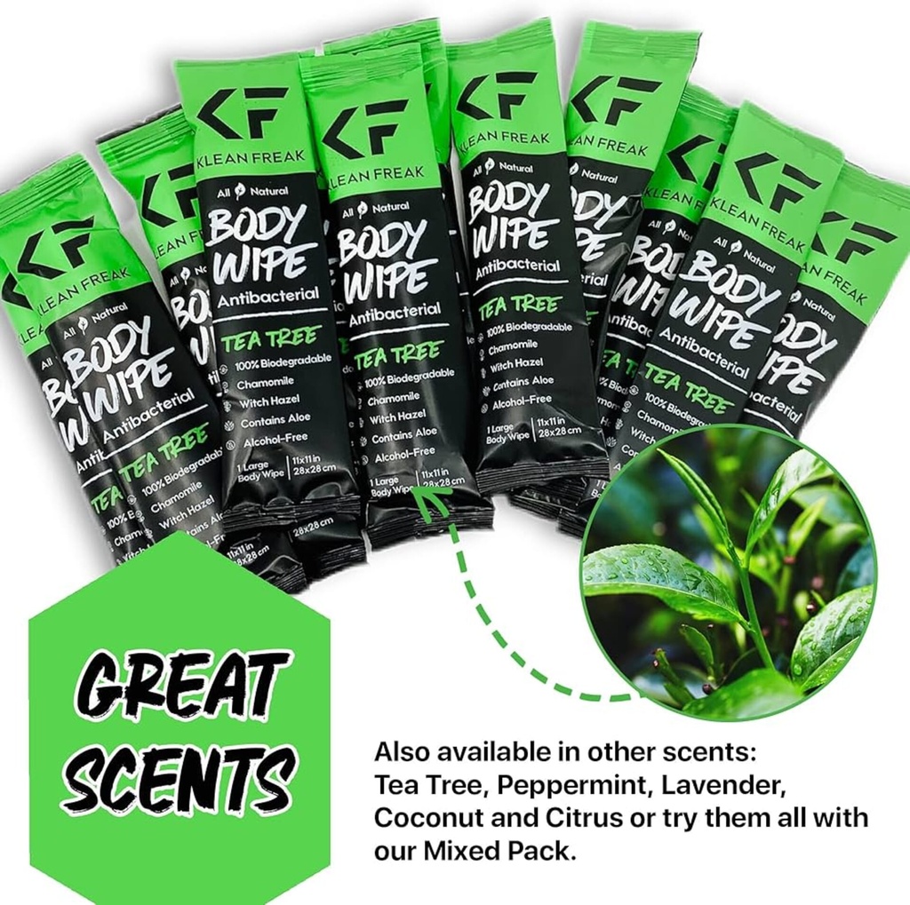 [HPTT10] Klean Freak - Body Wipes - 100 Pack - Tea Tree Image 