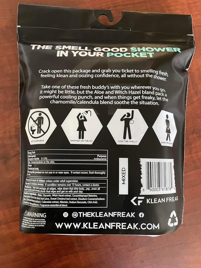 [DZSF12] Klean Freak - Body Wipes - Dozen Pack - Scent Free Image 