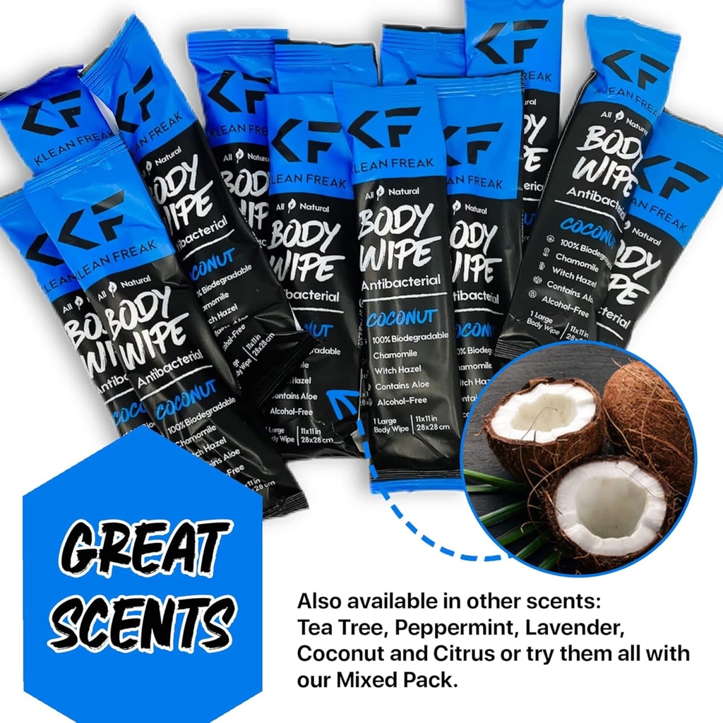 [SSCN01] Klean Freak - Body Wipes - Single Sachet - Coconut Image 