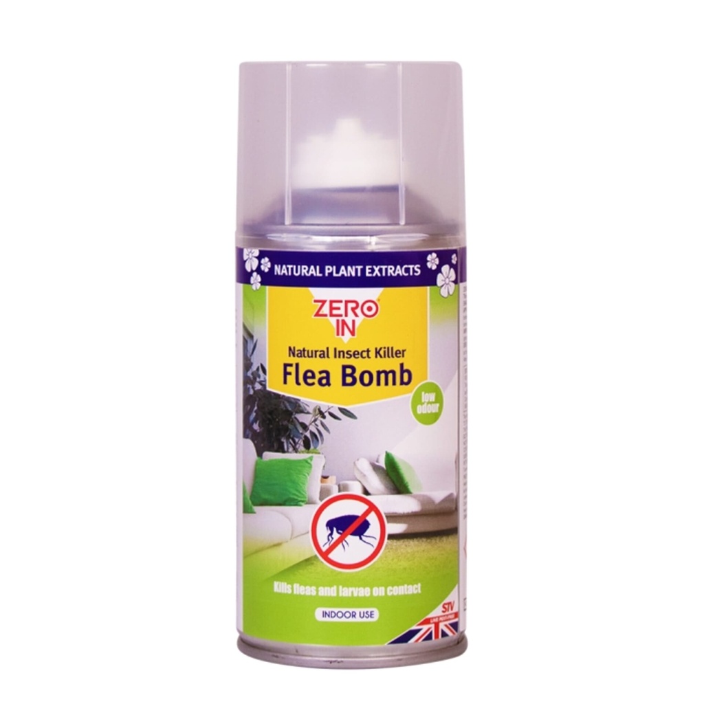 [ZER027] STV  Natural Insect Killer Flea Bomb - 150ml One Shot Aerosol Image 