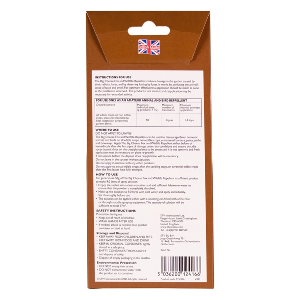 [STV416] STV  Fox & Wildlife Repellent Sachet - 50g x 2 Image 