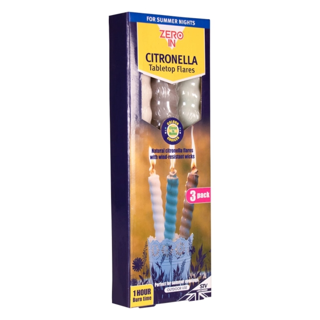 [ZER467] STV  Citronella Table Top Flares - Close to Home - 3-Pack Image 