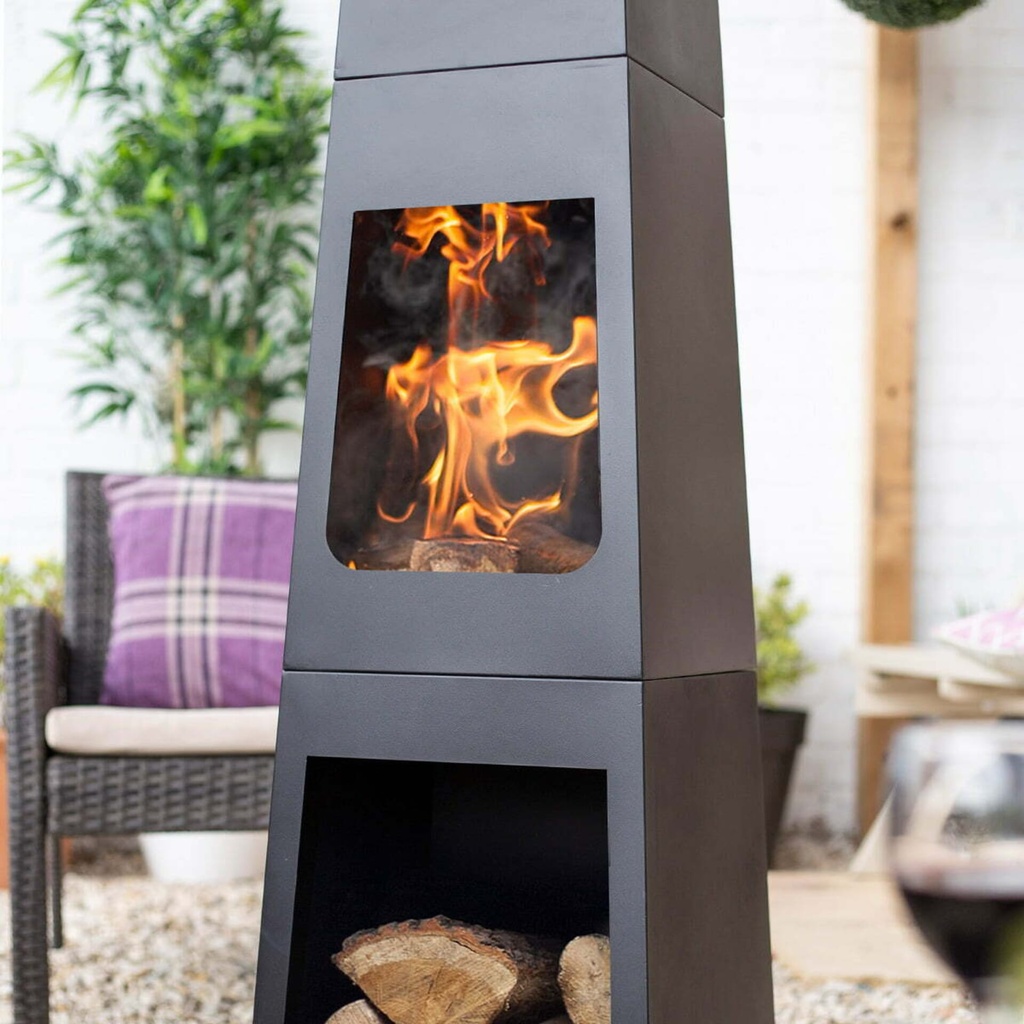 [56017] La Hacienda - Malmo Steel Chimenea w/ Log Store 150cm Image 