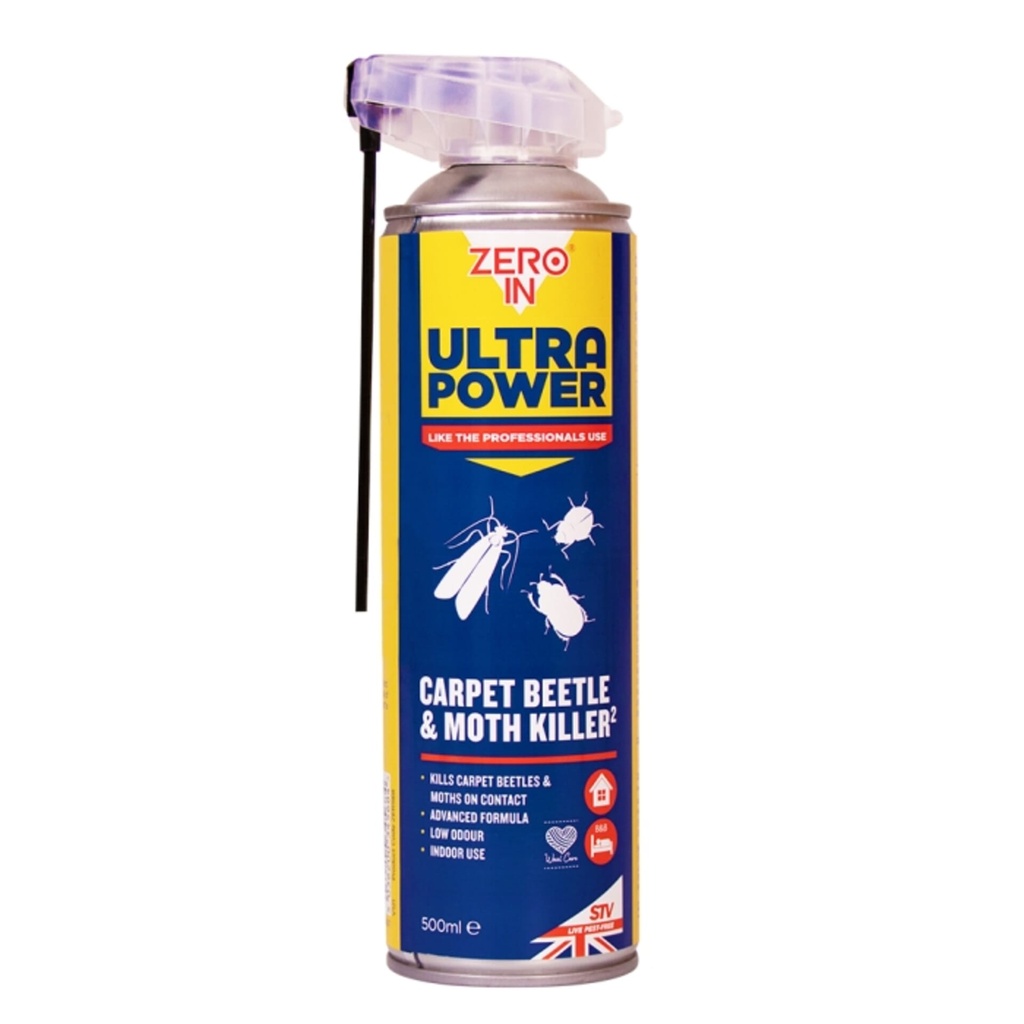 [ZER568] STV  Carpet Beetle & Moth Killer - 500ml Dual Action Aerosol Image 