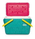 [00048537] IGLOO-Retro Jade 25 Qt Lunch Picnic Basket Cooler - Dark Jade /Bold Magenta /Livewire Yellow Image 