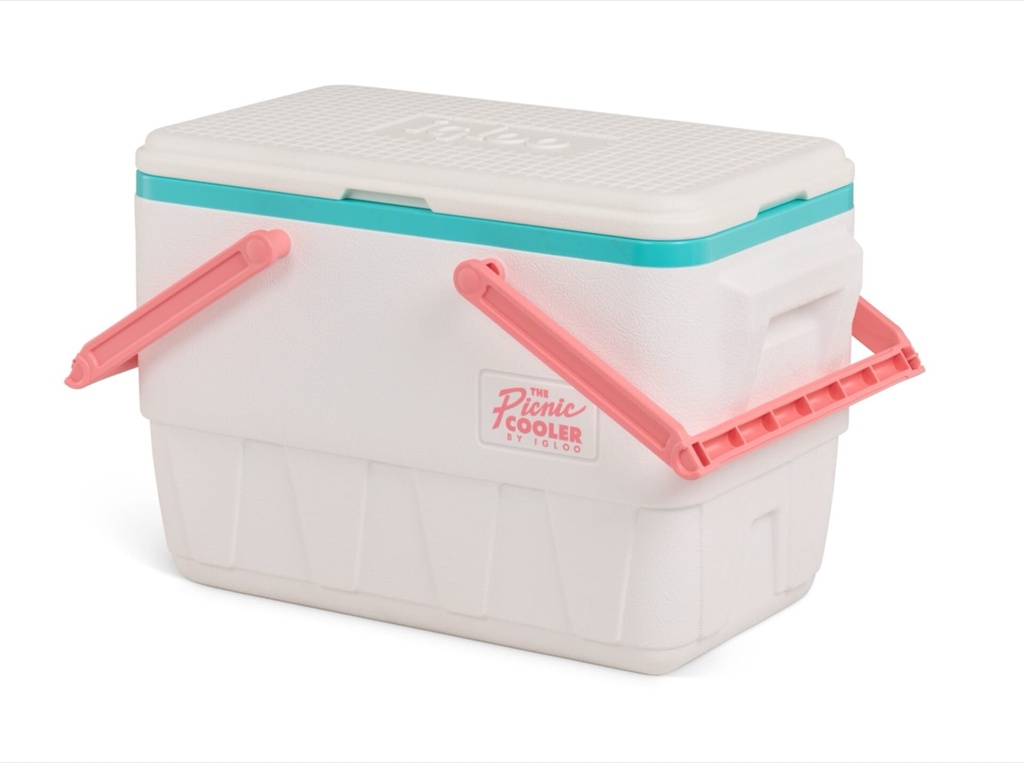 [00032385] IGLOO-Retro Jade 25 Qt Lunch Picnic Basket Cooler - White  Image 