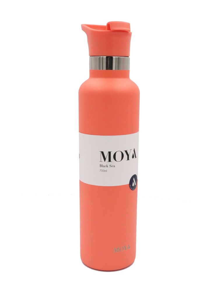 [DB03005A-S] Moya "Black Sea"  700ml Insulated Sustainable Water Bottle Coral Spout Lid Image 