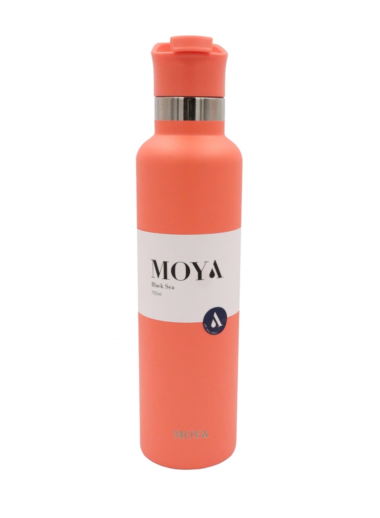 [DB03005A-S] Moya "Black Sea"  700ml Insulated Sustainable Water Bottle Coral Spout Lid Image 