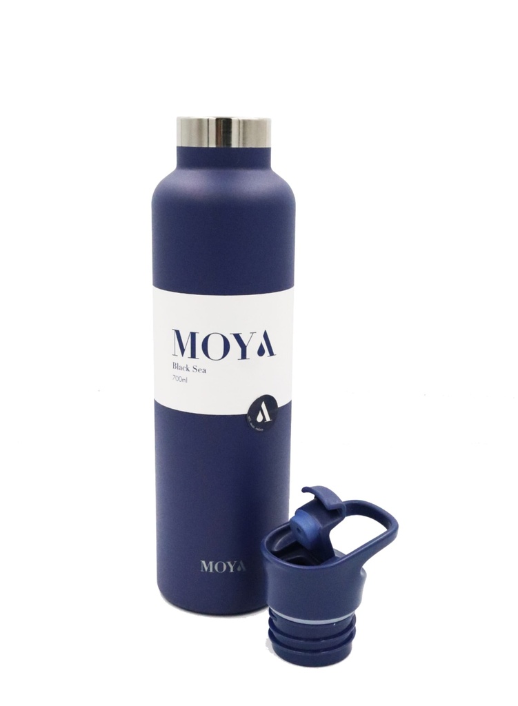 [DB03002A-S] Moya "Black Sea"  700ml Insulated Sustainable Water Bottle Navy Spout Lid Image 