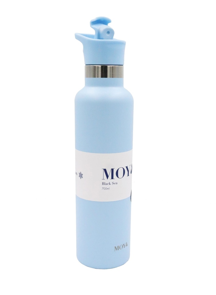 [DB03003A-S] Moya "Black Sea"  700ml Insulated Sustainable Water Bottle Powder Blue Spout Lid Image 