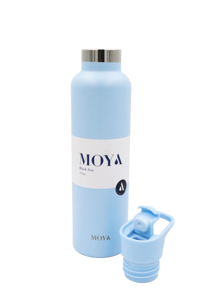 [DB03003A-S] Moya "Black Sea"  700ml Insulated Sustainable Water Bottle Powder Blue Spout Lid Image 