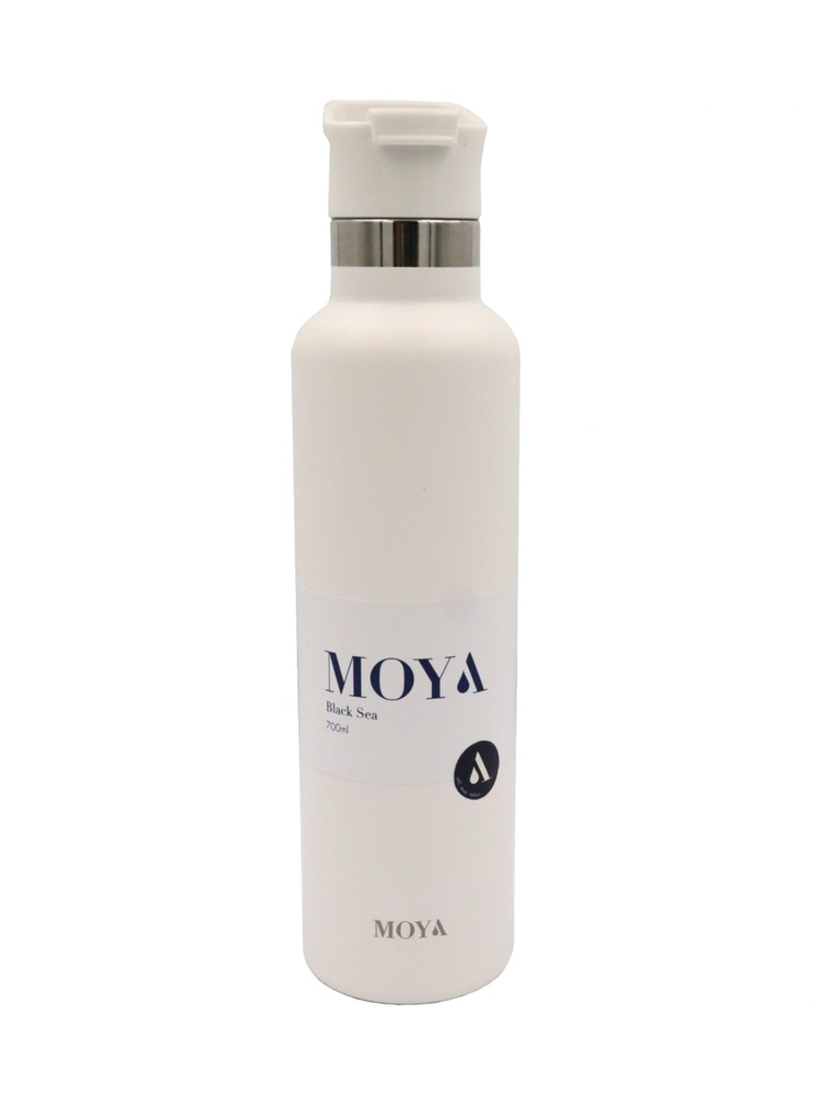 [DB03004A-S] Moya "Black Sea"  700ml Insulated Sustainable Water Bottle White Spout Lid Image 