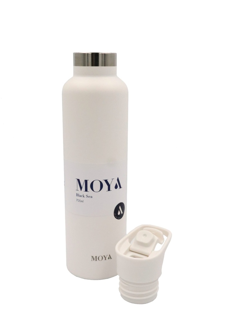 [DB03004A-S] Moya "Black Sea"  700ml Insulated Sustainable Water Bottle White Spout Lid Image 