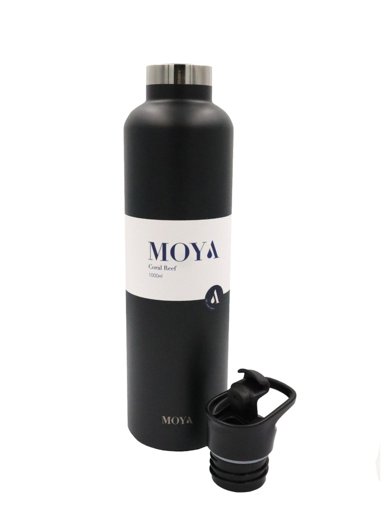 [DB04001A-S] Moya "Coral Reef" 1L Insulated Sustainable Water Bottle Black Spout Lid Image 