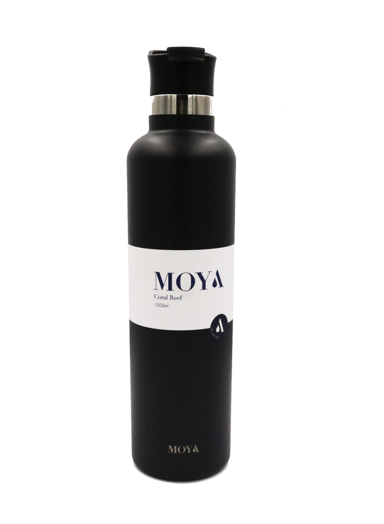 [DB04001A-S] Moya "Coral Reef" 1L Insulated Sustainable Water Bottle Black Spout Lid Image 