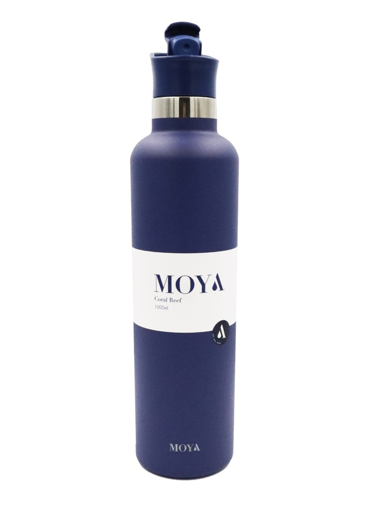 [DB04002A-S] Moya "Coral Reef" 1L Insulated Sustainable Water Bottle Navy Spout Lid Image 