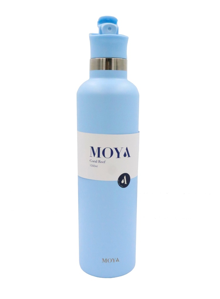 [DB04003A-S] Moya "Coral Reef" 1L Insulated Sustainable Water Bottle Powder Blue Spout Lid Image 