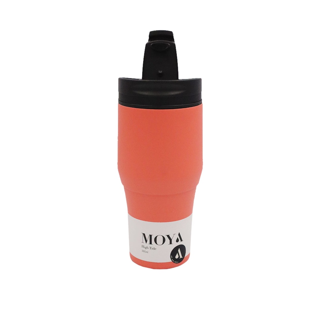 [HV134-BC-16] Moya "High Tide" 380ml Travel Coffee Mug Black/Coral Image 