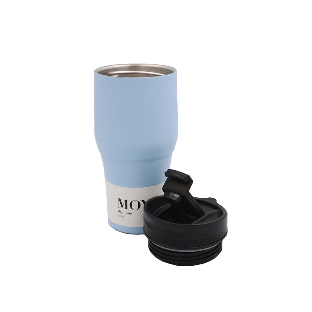 [HV134-BB-14] Moya "High Tide" 380ml Travel Coffee Mug Black/Powder Blue  Image 