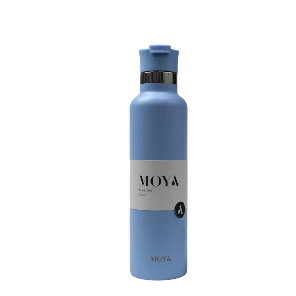 [DB03003A-S] Moya "Black Sea"  700ml Insulated Sustainable Water Bottle Powder Blue Spout Lid Image 