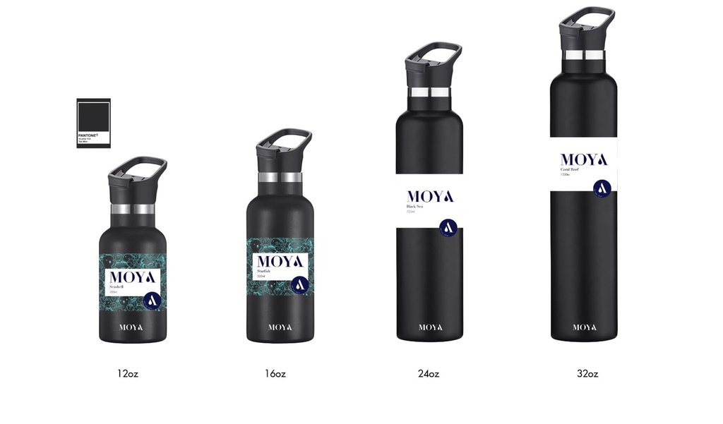 [DB02001A ] Moya "Starfish" 500ml Insulated Sustainable Water Bottle Black Image 