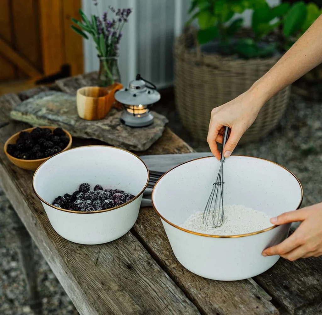 [CKW-397] BareBones - Enamel Mixing Bowl Set of 2 Eggshell Image 