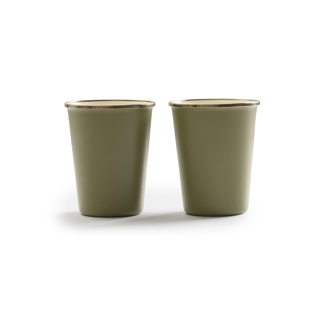 [CKW-1029] BareBones - Enamel 2-Tone Tall Cup Set - Olive Drab Image 