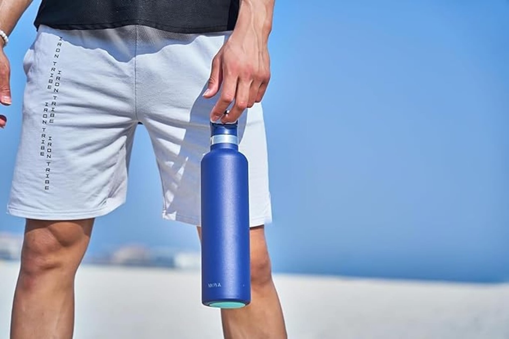 [DB04002A-S] Moya "Coral Reef" 1L Insulated Sustainable Water Bottle Navy Spout Lid Image 