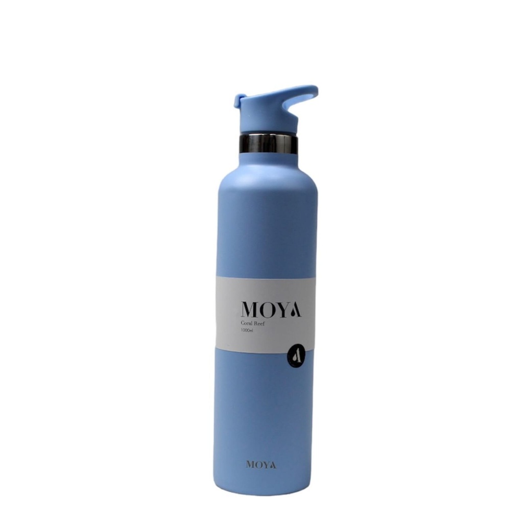 [DB04003A-S] Moya "Coral Reef" 1L Insulated Sustainable Water Bottle Powder Blue Spout Lid Image 