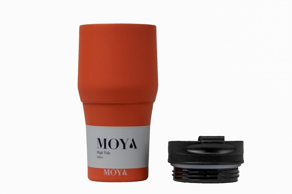 [HV134-BC-16] Moya "High Tide" 380ml Travel Coffee Mug Black/Coral Image 