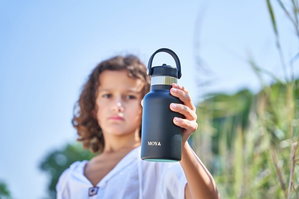 [DB01001A ] Moya "Seashell" 350ml Insulated Sustainable Water Bottle Black Image 