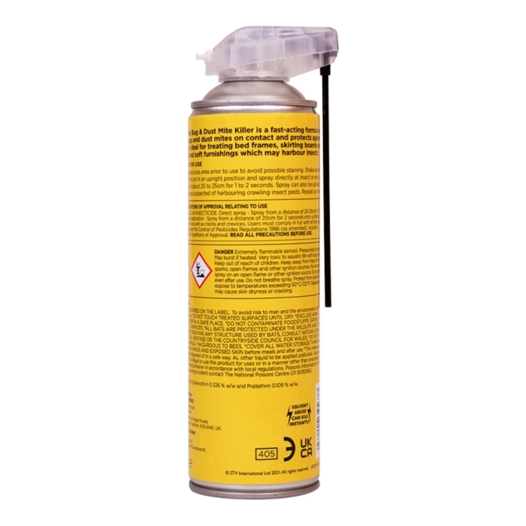 [ZER567] STV  Bed Bug & Dustmite Killer - 500ml Dual Action Aerosol Image 