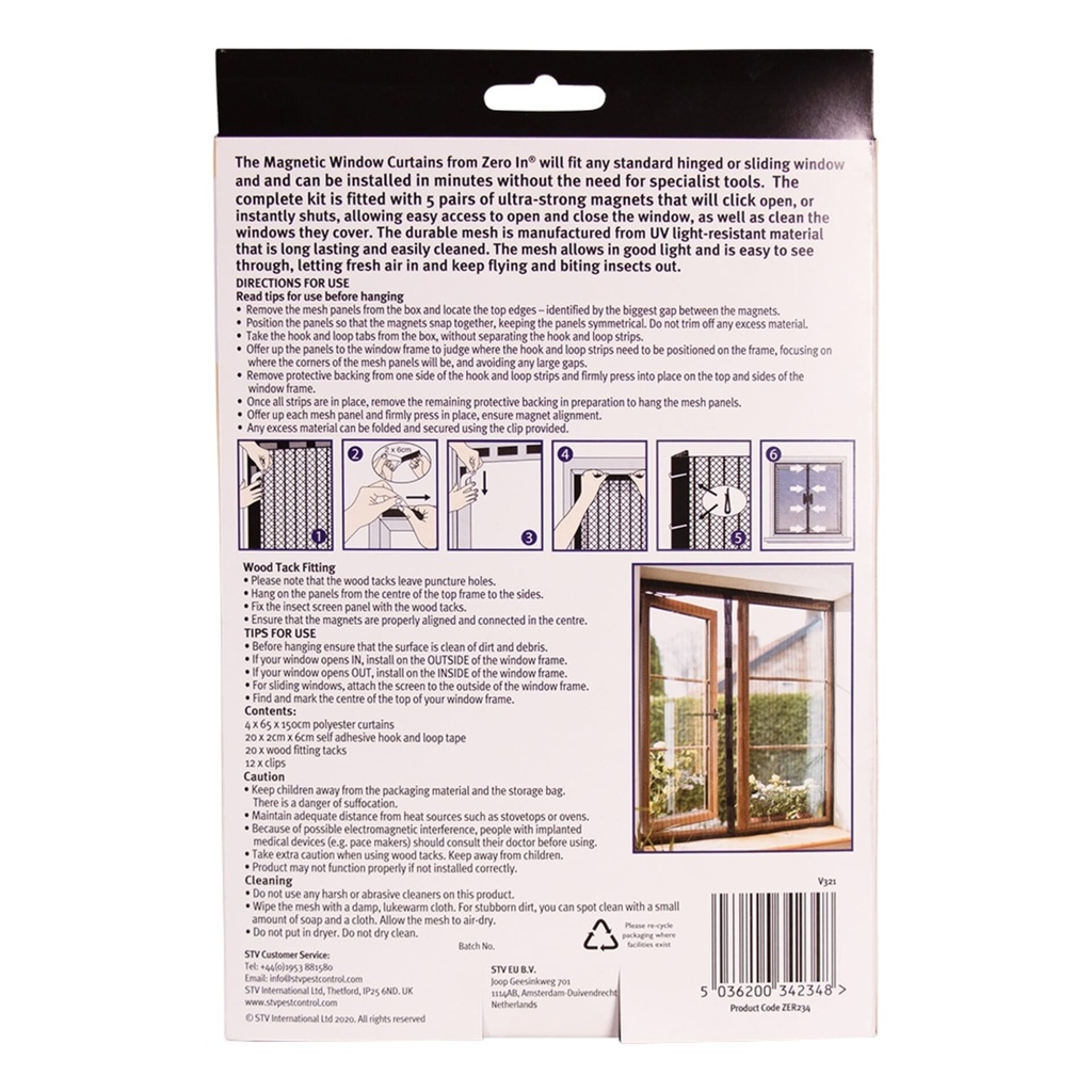 [ZER234] STV Magnetic Window Insect Curtain - Twinpack Image 