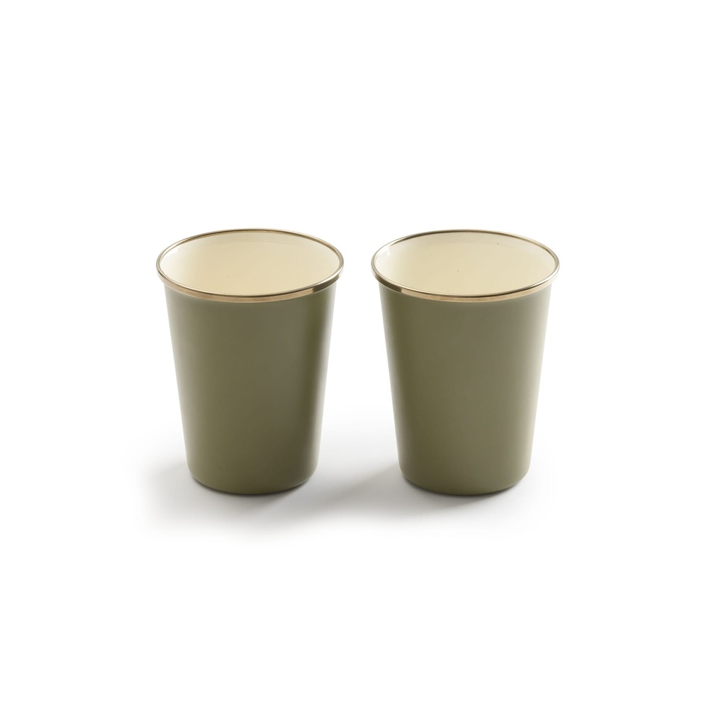 [CKW-1029] BareBones - Enamel 2-Tone Tall Cup Set - Olive Drab Image 