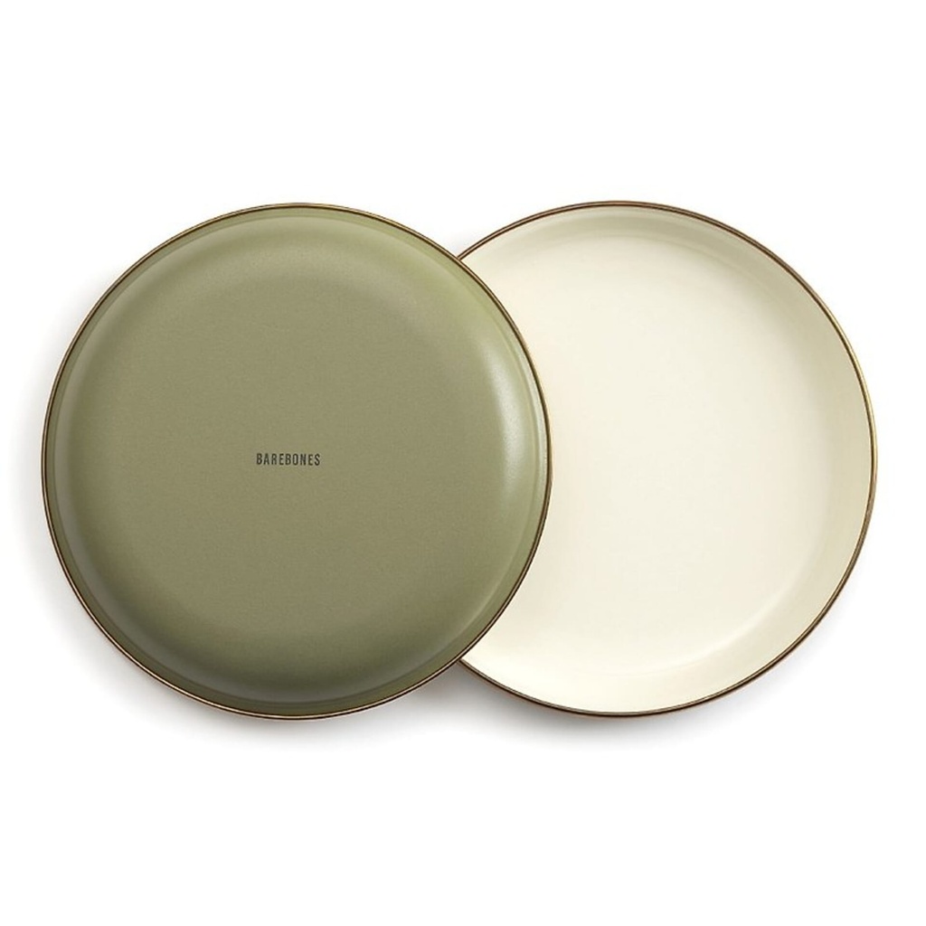 [CKW-1028] BareBones - Enamel 2-Tone Salad Plate Set - Olive Drab Image 