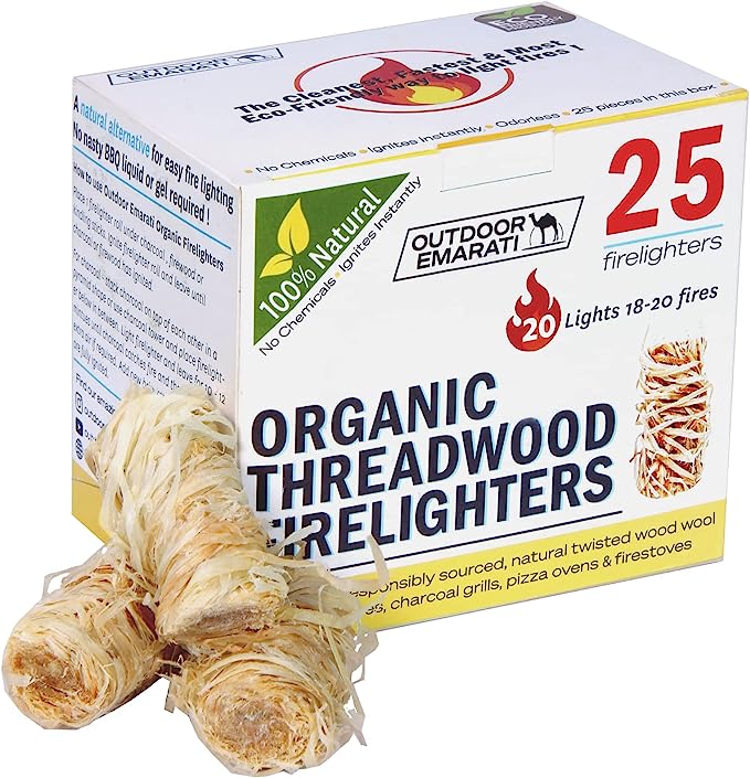 Outdoor Emarati Organic Natural Threadwood Firestarters 25 pcs Box