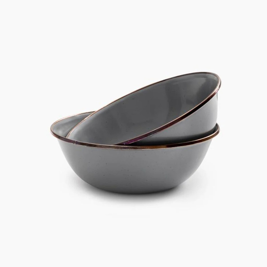 BareBones - Enamel 2-Tone Bowl Set - Olive Drab