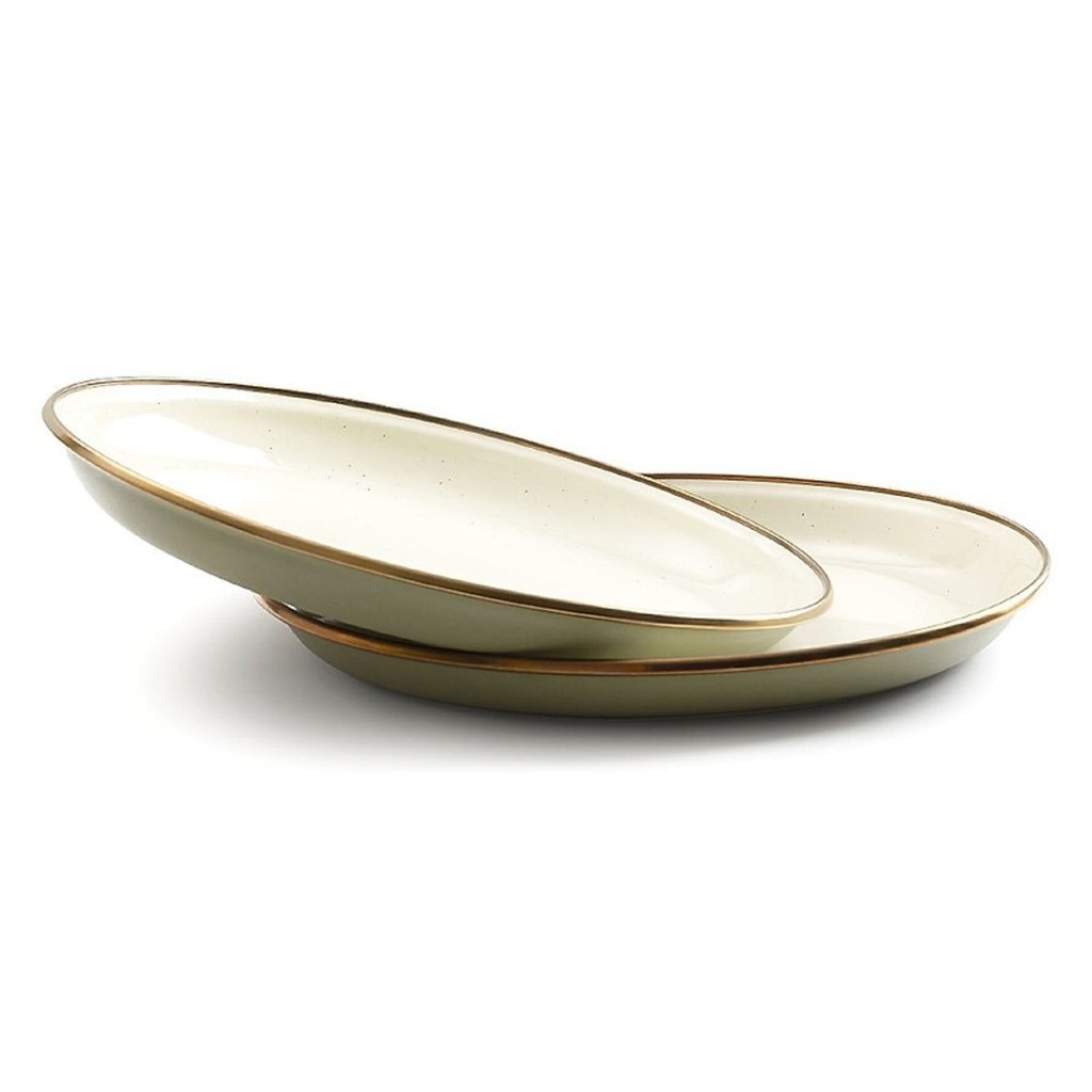 BareBones - Enamel 2-Tone Deep Plate Set - Olive Drab