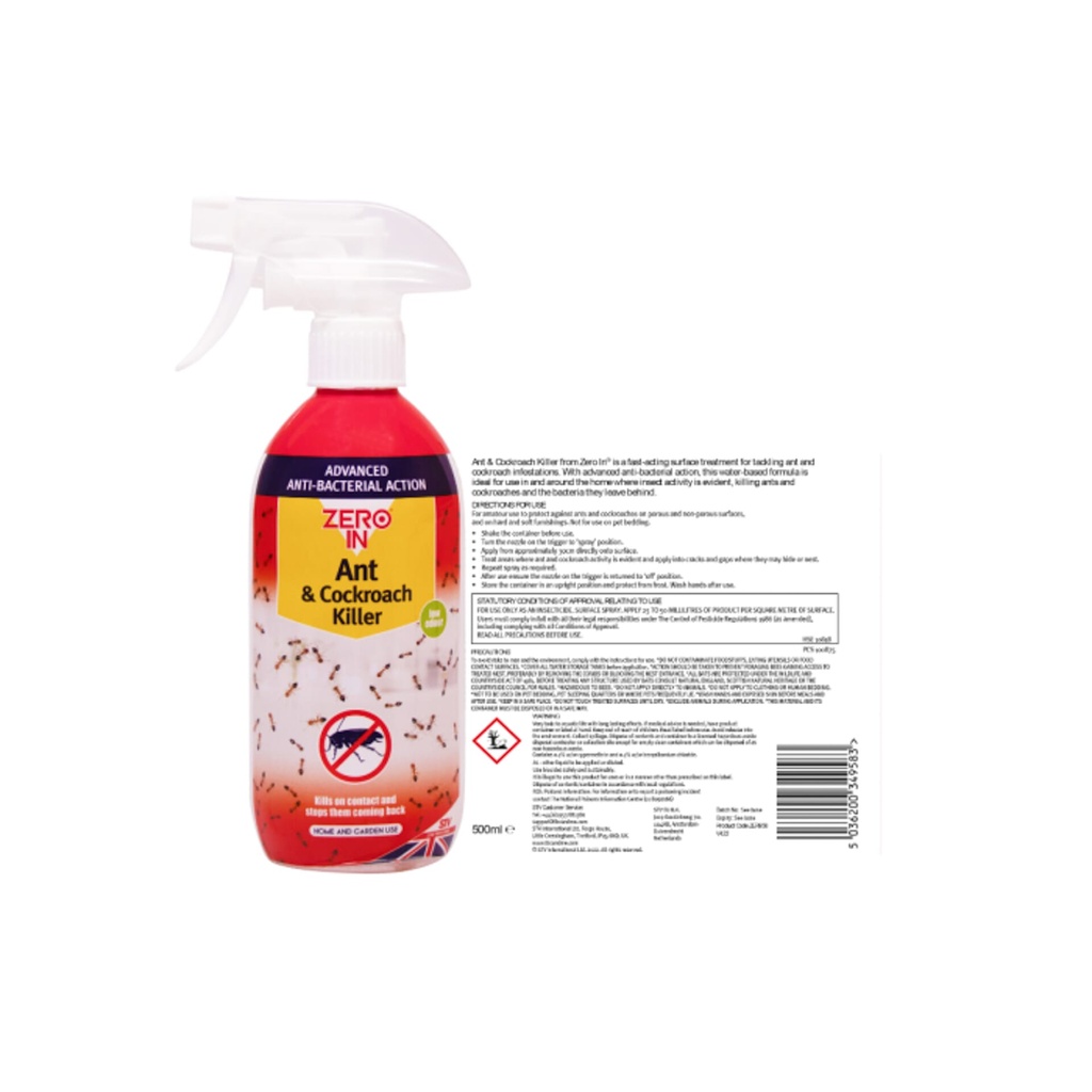 STV  Anti-Bacterial Ant & Cockroach Killer - 500ml RTU