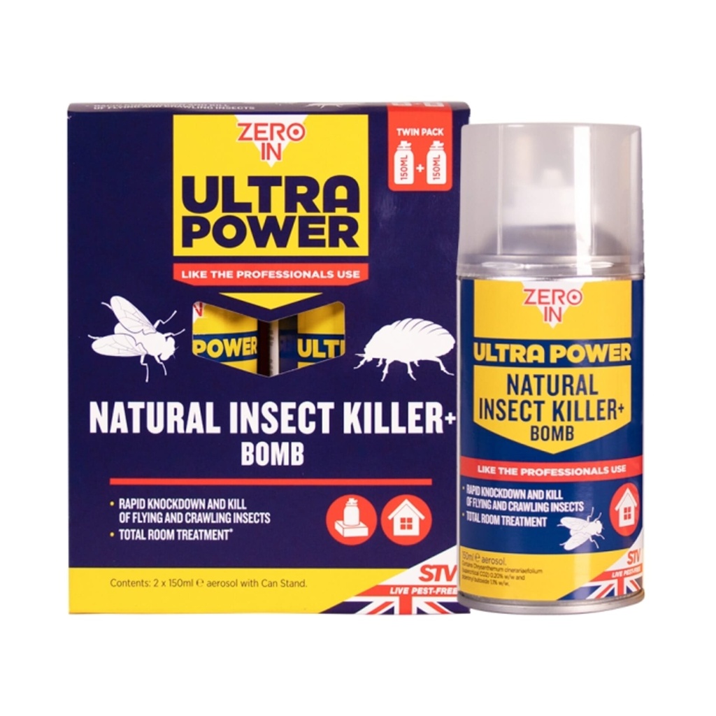 STV  Natural Insect Killer Bomb - 150ml One-Shot Aerosol - Twinpack