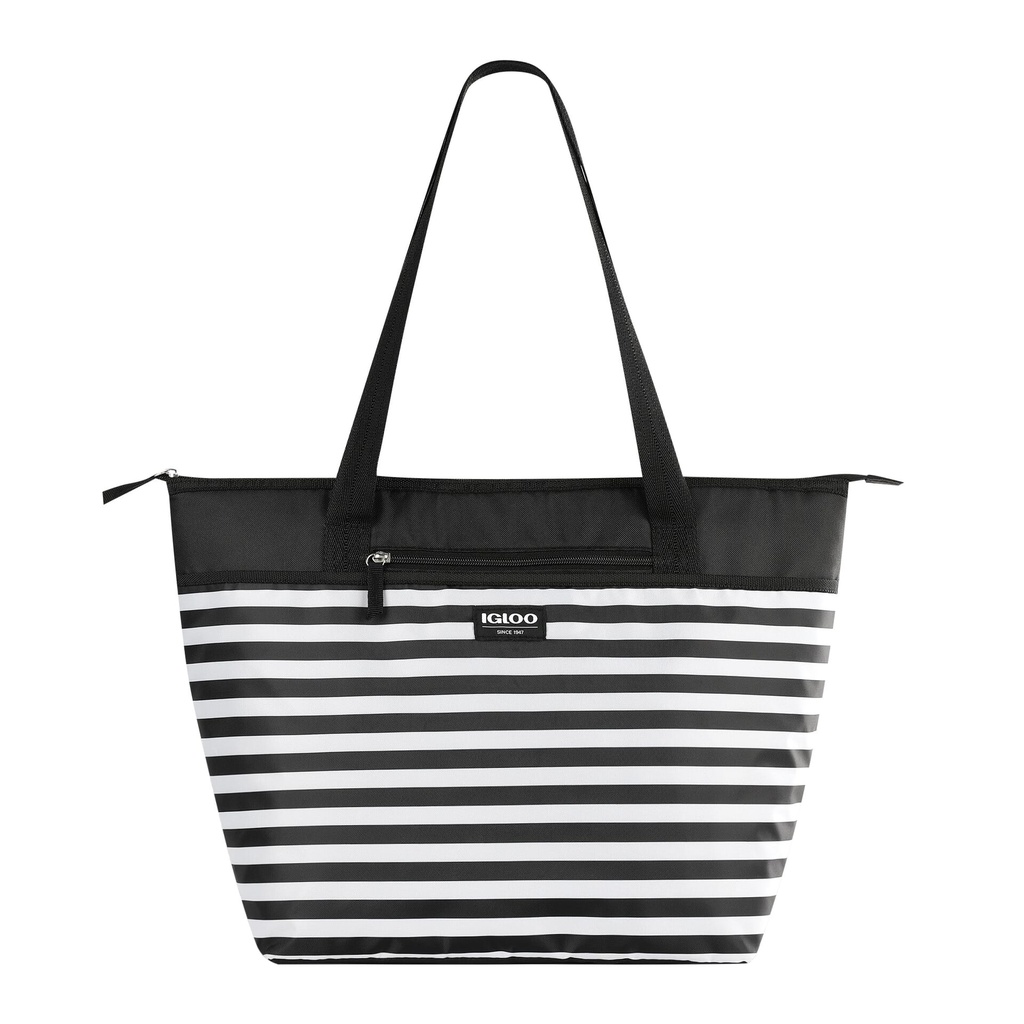 00066266-Igloo-30 Can Essential Tote Cooler Bag  - Black& White Stripe