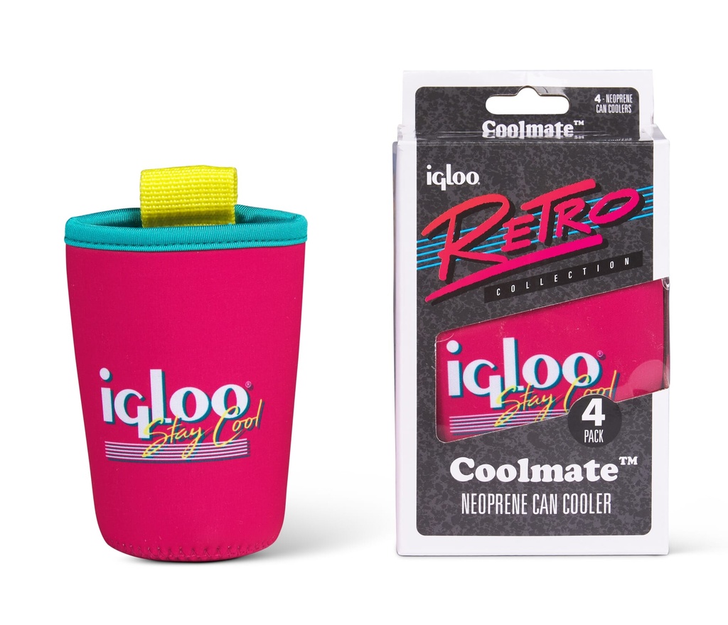 IGLOO-Retro Soft Coolmate™ 4-Pack Can Cooler  - Dark Jade /Bold Magenta /Livewire Yellow