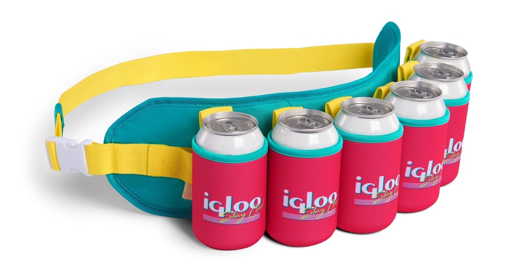 IGLOO-Retro Beerdolier Cooler  - Dark Jade /Bold Magenta /Livewire Yellow