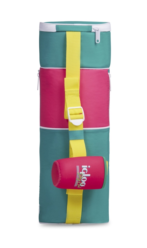 IGLOO-Retro Double Barrel Cooler Sling Bag - Dark Jade /Bold Magenta /Livewire Yellow