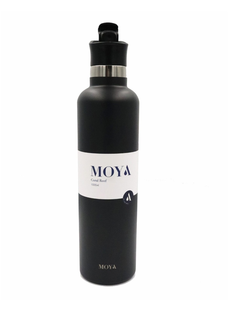 Moya "Coral Reef" 1L Insulated Sustainable Water Bottle Black Spout Lid