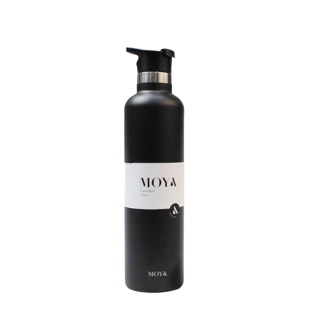 Moya "Coral Reef" 1L Insulated Sustainable Water Bottle Black Spout Lid