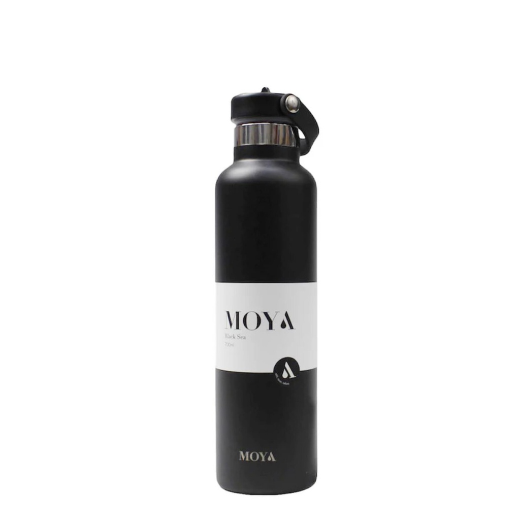 Moya "Black Sea"  700ml Insulated Sustainable Water Bottle Black Spout Lid