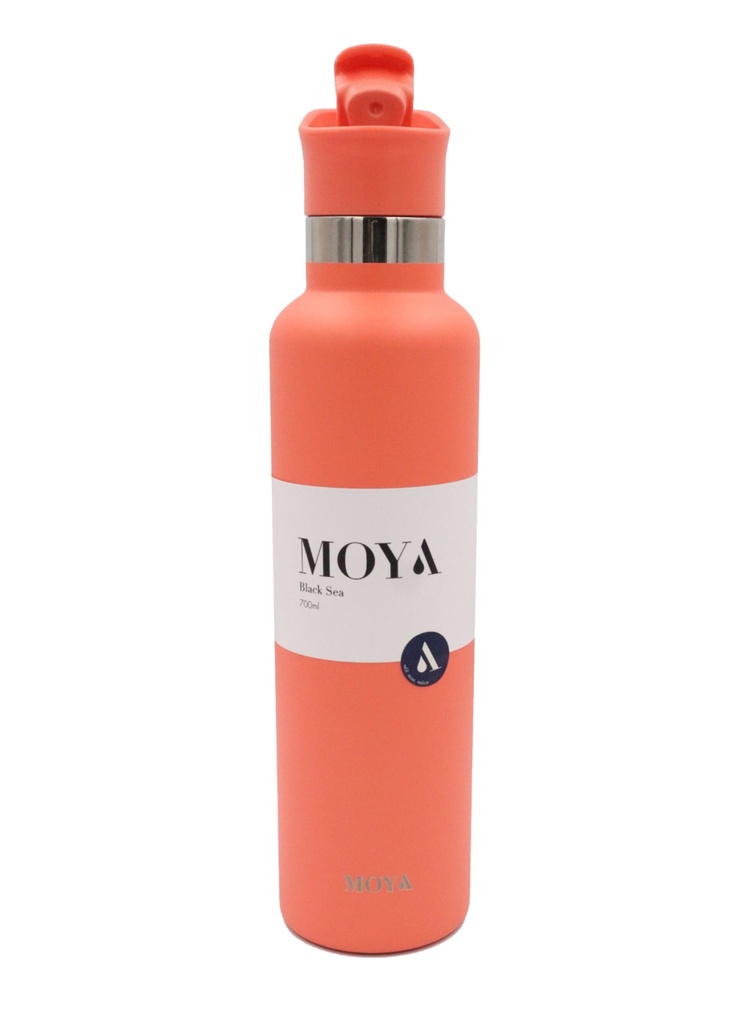 Moya "Black Sea"  700ml Insulated Sustainable Water Bottle Coral Spout Lid